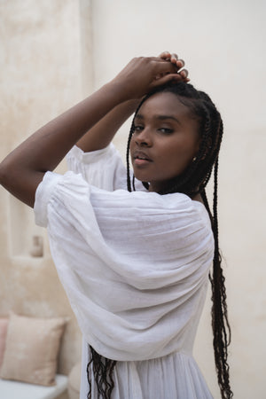 Kyra Midi Dress ~ White Gauze