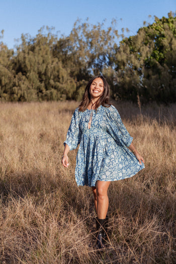 Kyra Mini Dress ~ Ocean Blue