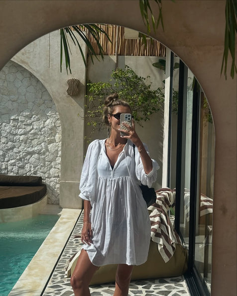 Kyra Mini Dress ~ White Gauze